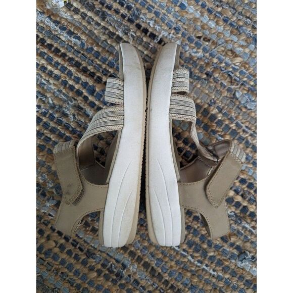 Wedge Sport Sandals Genny Beige 7.5 Beachy Coastal Resortwear Cruise Swim - Picture 8 of 11